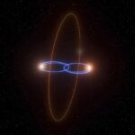This artist’s illustration provided by the European Southern Observatory shows the possible orbit of a new exoplanet around two brown dwarfs, or failed stars, 120 light years away. Credit: L. Calçada/ESO