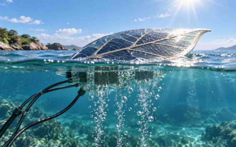 Una foglia artificiale produce idrogeno dal mare e abbatte l’inquinamento con la luce solare